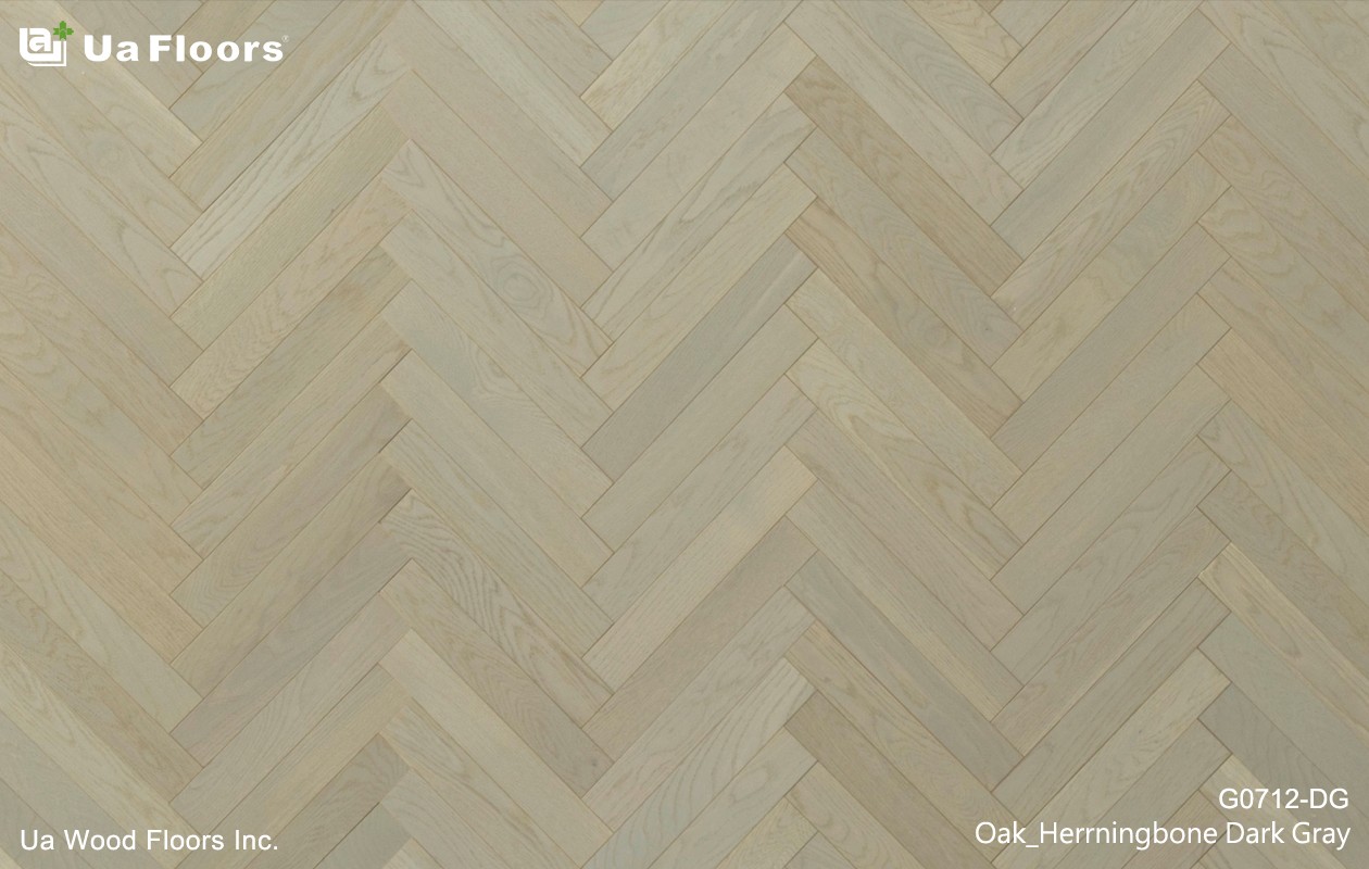 Ua Floors - PRODUCTS|Oak Herringbone Dark Gray Engineered Hardwood Flooring 
