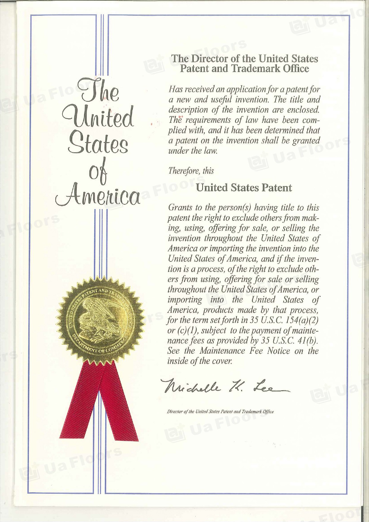 Ua Floors - Patent Of Certificate_FIR